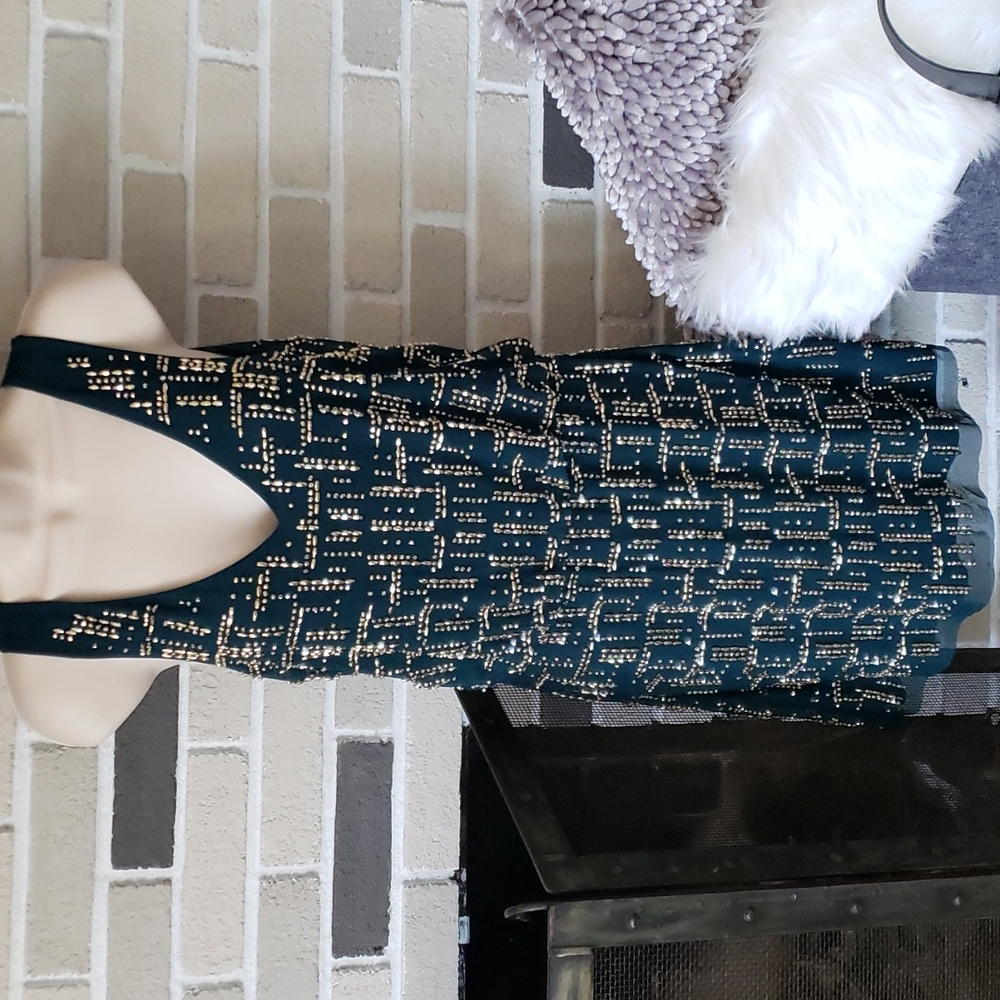 Cache Metallic Beaded Dress